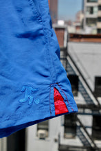 Load image into Gallery viewer, Scenes NY x SFC Blue Shorts with Red Jersey Mesh detailing on side seams

