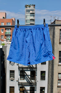 Scenes NY x SFC Blue Shorts with Red Jersey Mesh detailing on side seams