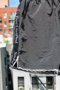 Scenes NY x SFC Black Shorts with Lace Seams & Nylon Ribbon down sides
